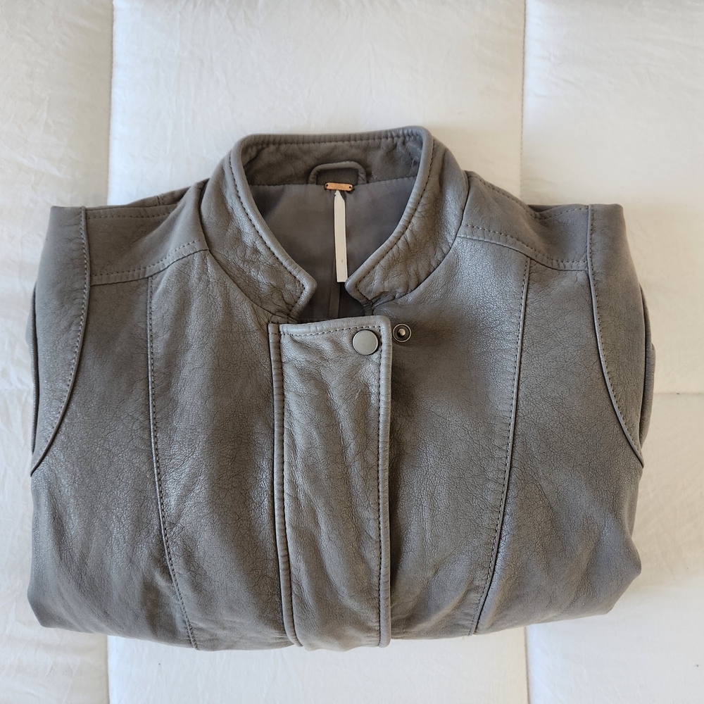 Women's Gray Leather like Jacket